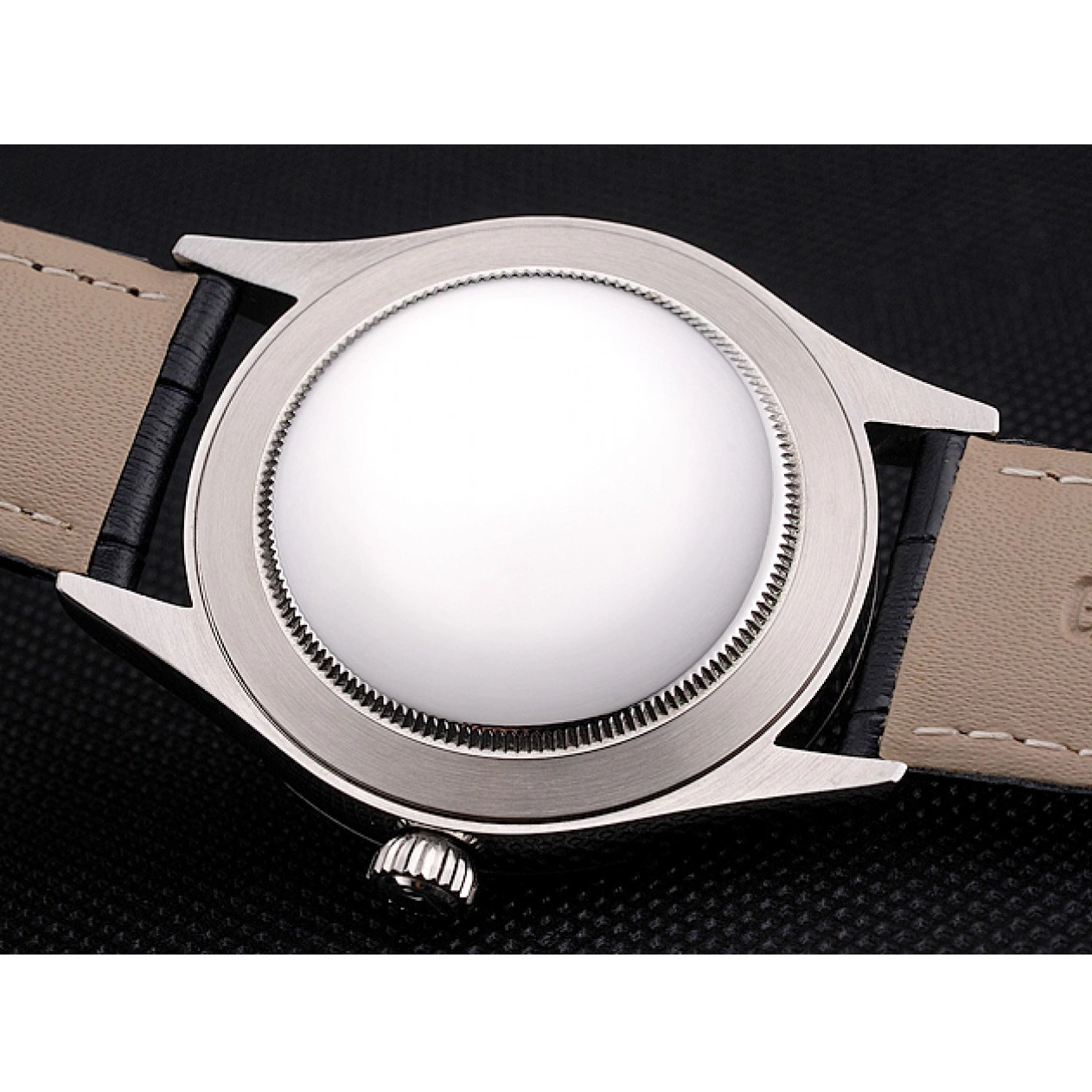 Aaa replica watch Datejust Strap Leather Case Stainless Swiss Rolex Dial Steel Black White 0801